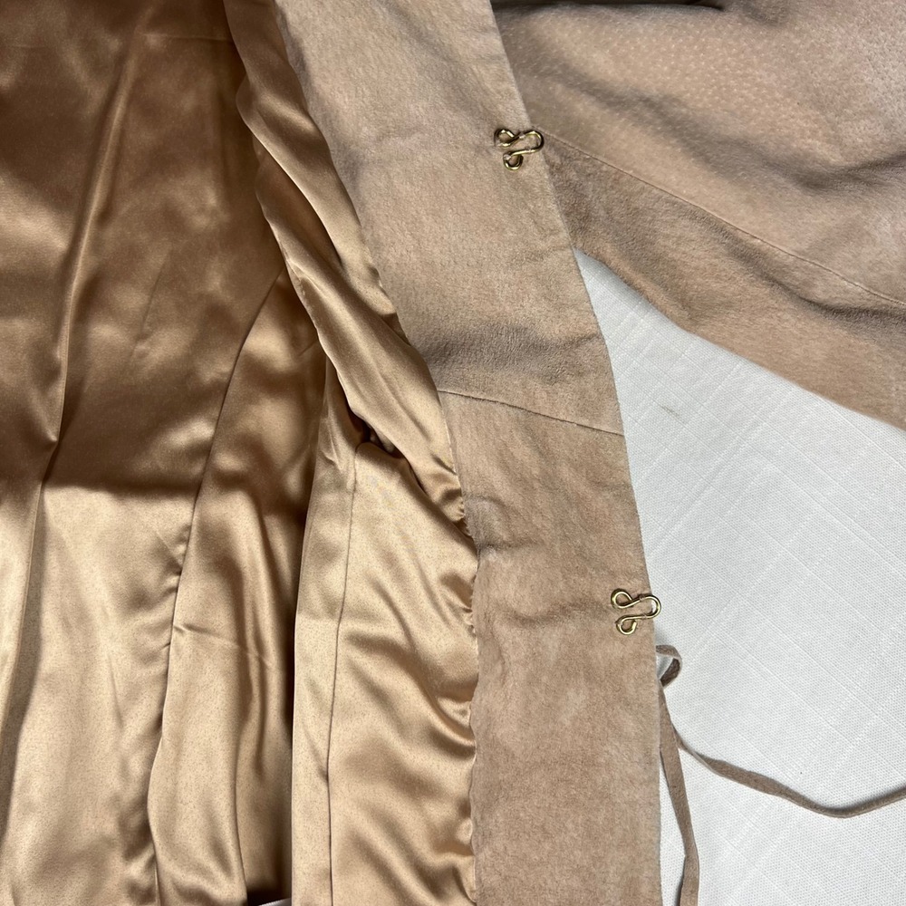 C. Wonder Suede Fringe Jacket Tan Bohemian Festival Boho Leather Blazer - Picture 9 of 12